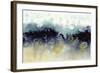 Abstract Blue Teal Gold 4-Patti Bishop-Framed Art Print