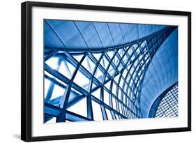 Abstract Blue Wall Interior Background, Horizontal Left Composition-babenkodenis-Framed Art Print