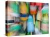 Abstract blur of floats for lobster traps.-Merrill Images-Stretched Canvas