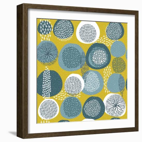 Abstract Boho Pattern with Tribal Shape Elements-cienpies-Framed Art Print