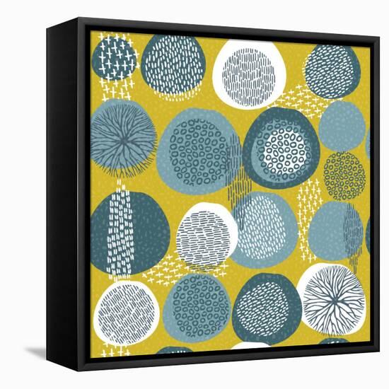Abstract Boho Pattern with Tribal Shape Elements-cienpies-Framed Stretched Canvas