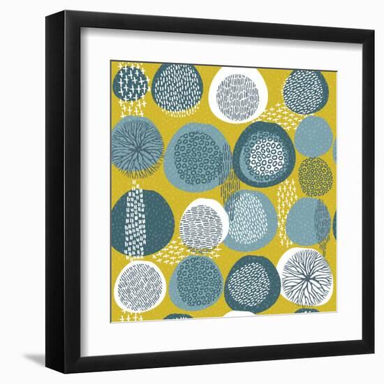 Abstract Boho Pattern with Tribal Shape Elements-cienpies-Framed Art Print