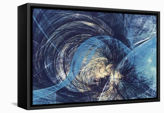 Abstract Bright Motion Composition. Modern Futuristic Dynamic Winter Background. Dark Blue Color Ar-Excellent backgrounds-Framed Stretched Canvas