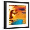 Abstract Buddhist Collage-null-Framed Art Print