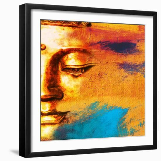 Abstract Buddhist Collage-null-Framed Art Print