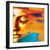 Abstract Buddhist Collage-null-Framed Art Print