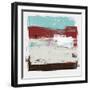 Abstract Carmine and Thunder Gray-Emma Moore-Framed Art Print