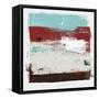 Abstract Carmine and Thunder Gray-Emma Moore-Framed Stretched Canvas