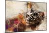 Abstract Cat Portrait-Valery Rybakow-Mounted Art Print