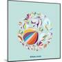 Abstract Circles Background - with Illustrative Design Elements-run4it-Mounted Art Print
