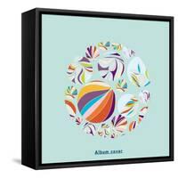 Abstract Circles Background - with Illustrative Design Elements-run4it-Framed Stretched Canvas