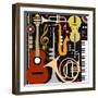 Abstract Colored Music Instruments, Full Scalable Vector Graphic, Change the Colors as You Like.-Ela Kwasniewski-Framed Art Print