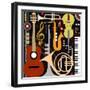 Abstract Colored Music Instruments, Full Scalable Vector Graphic, Change the Colors as You Like.-Ela Kwasniewski-Framed Art Print