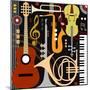 Abstract Colored Music Instruments, Full Scalable Vector Graphic, Change the Colors as You Like.-Ela Kwasniewski-Mounted Art Print