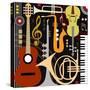 Abstract Colored Music Instruments, Full Scalable Vector Graphic, Change the Colors as You Like.-Ela Kwasniewski-Stretched Canvas