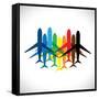 Abstract Colorful Airplane Icons-smarnad-Framed Stretched Canvas