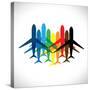 Abstract Colorful Airplane Icons-smarnad-Stretched Canvas