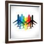 Abstract Colorful Airplane Icons-smarnad-Framed Art Print