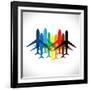 Abstract Colorful Airplane Icons-smarnad-Framed Art Print