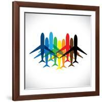 Abstract Colorful Airplane Icons-smarnad-Framed Art Print