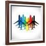 Abstract Colorful Airplane Icons-smarnad-Framed Art Print