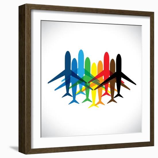 Abstract Colorful Airplane Icons-smarnad-Framed Art Print