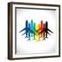 Abstract Colorful Airplane Icons-smarnad-Framed Art Print