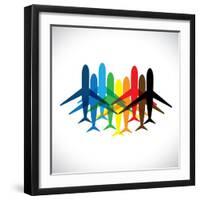 Abstract Colorful Airplane Icons-smarnad-Framed Art Print