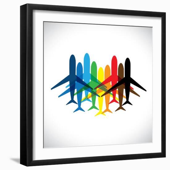 Abstract Colorful Airplane Icons-smarnad-Framed Art Print