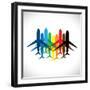 Abstract Colorful Airplane Icons-smarnad-Framed Art Print