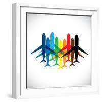 Abstract Colorful Airplane Icons-smarnad-Framed Art Print