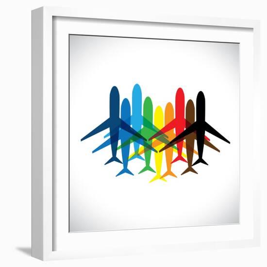 Abstract Colorful Airplane Icons-smarnad-Framed Art Print