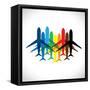 Abstract Colorful Airplane Icons-smarnad-Framed Stretched Canvas