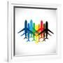 Abstract Colorful Airplane Icons-smarnad-Framed Art Print