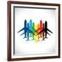 Abstract Colorful Airplane Icons-smarnad-Framed Art Print