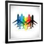 Abstract Colorful Airplane Icons-smarnad-Framed Art Print