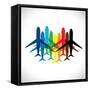 Abstract Colorful Airplane Icons-smarnad-Framed Stretched Canvas