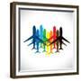 Abstract Colorful Airplane Icons-smarnad-Framed Premium Giclee Print