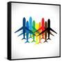 Abstract Colorful Airplane Icons-smarnad-Framed Stretched Canvas