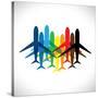 Abstract Colorful Airplane Icons-smarnad-Stretched Canvas