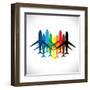 Abstract Colorful Airplane Icons-smarnad-Framed Art Print