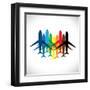 Abstract Colorful Airplane Icons-smarnad-Framed Art Print