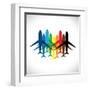 Abstract Colorful Airplane Icons-smarnad-Framed Art Print