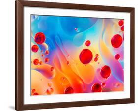 Abstract Colorful Backdrop with Oil Drops and Waves on Water Surface-Abstract Oil Work-Framed Photographic Print