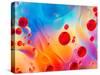 Abstract Colorful Backdrop with Oil Drops and Waves on Water Surface-Abstract Oil Work-Stretched Canvas