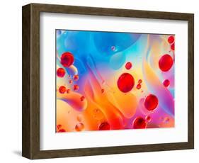 Abstract Colorful Backdrop with Oil Drops and Waves on Water Surface-Abstract Oil Work-Framed Photographic Print