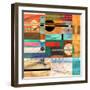 Abstract Colorful Background of Geometric Elements-Tanor-Framed Art Print