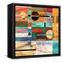 Abstract Colorful Background of Geometric Elements-Tanor-Framed Stretched Canvas