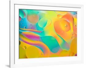 Abstract Colorful Background, Oil Drops on Water-Abstract Oil Work-Framed Photographic Print