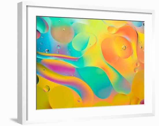 Abstract Colorful Background, Oil Drops on Water-Abstract Oil Work-Framed Photographic Print